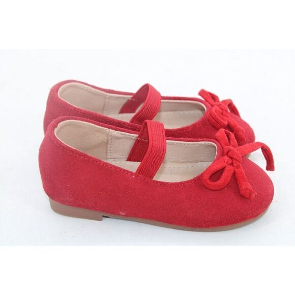 Sweet Honey Red Ballet Flats Suede Bow Toe Sz 4 Infant Shoes - Picture 5 of 10